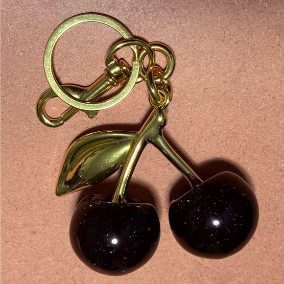 Other - Gold and Black Sparkle Cherry Keychain